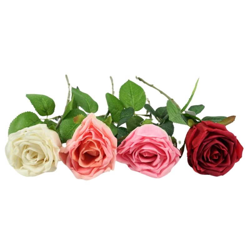 Kunstbloem roos 45 cm 4 assorti