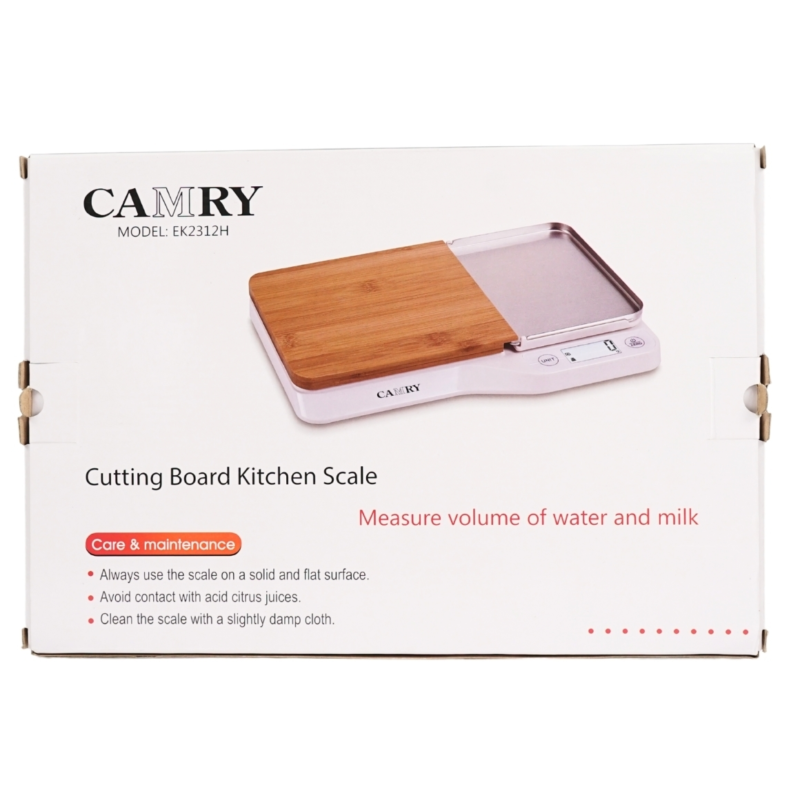 Camry keukenweegschaal RVS met bamboe snijplank wit 30 cm 2 assorti