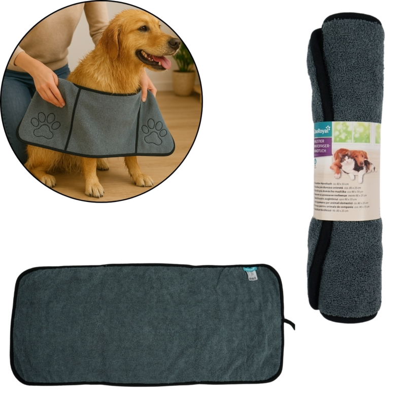Zooroyal Haustier Handtuch grau-blau 80 x 35 cm