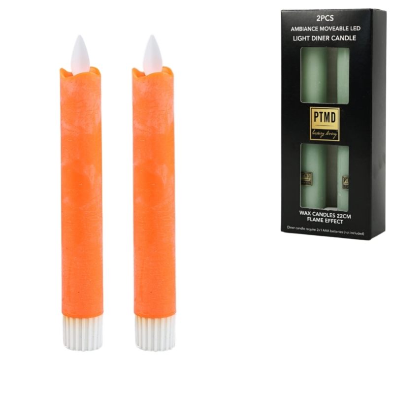 PTMD LED dinerkaars op batterij orange 2,2 x 16 cm set van 2