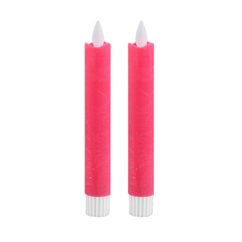 PTMD LED dinerkaars op batterij bright pink 2,2 x 16 cm set van 2