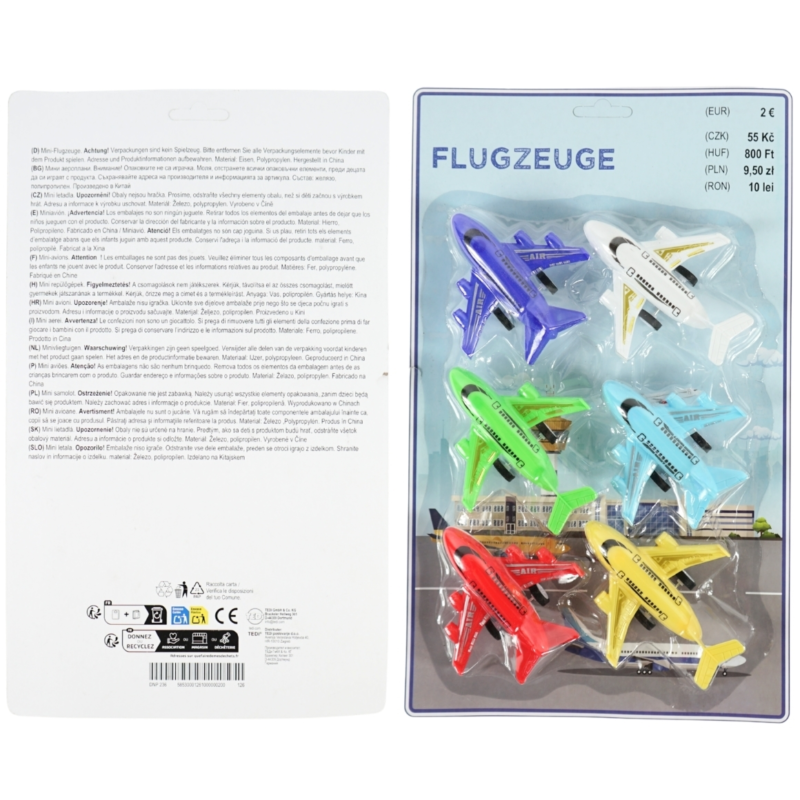 Speelgoedvliegtuigen 10 cm 6 stuks