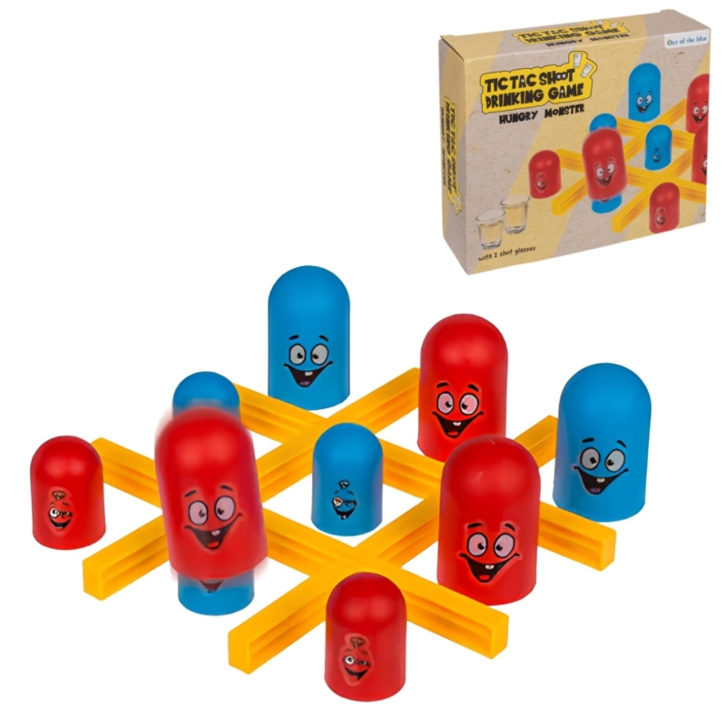 Out of the blue tic tac toe drankspel met glazen 24-delig