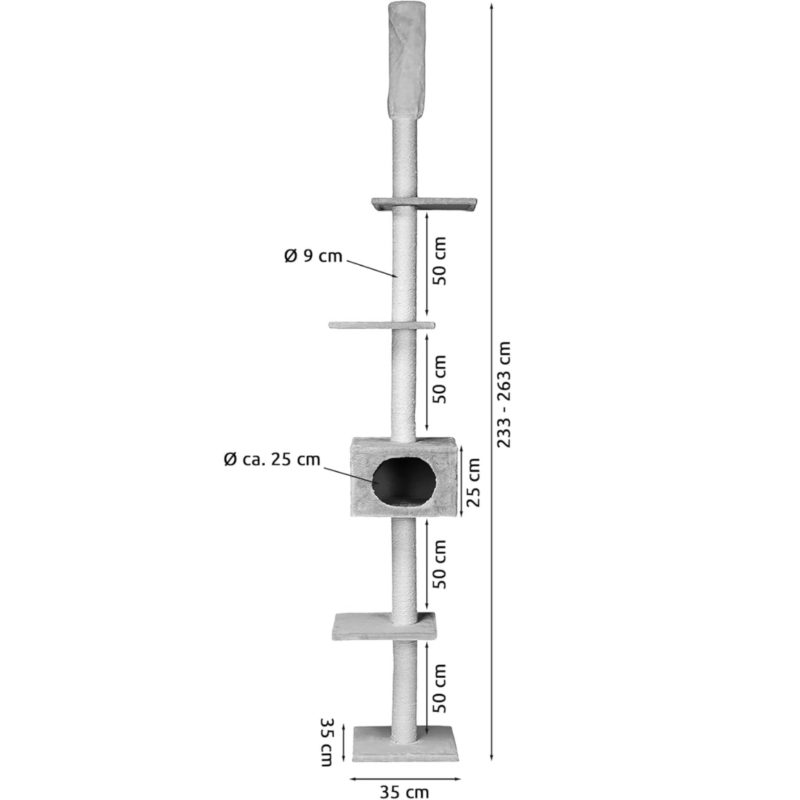 Krabpaal katten Cometa grijs 263 cm