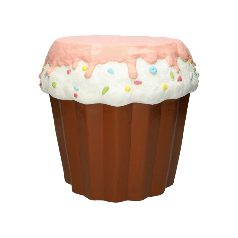 Bijzettafel cupcake lichtroze/wit 37 cm