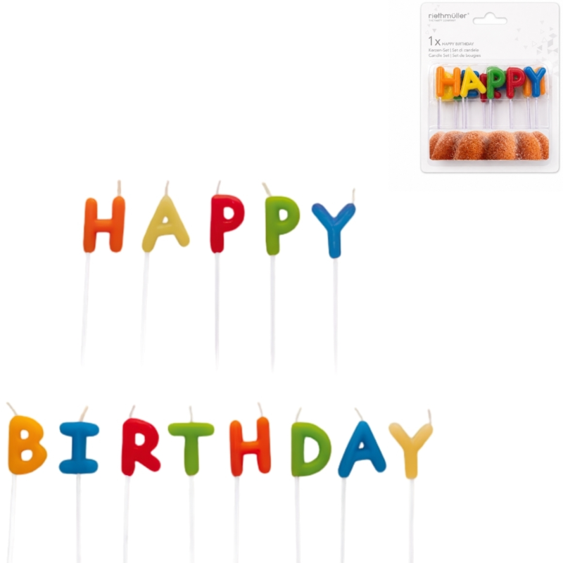 Taartkaarsen Happy Birthday 13-delig