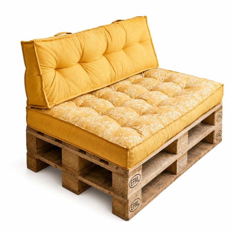Today Palletkussens geel 120 cm set van 2