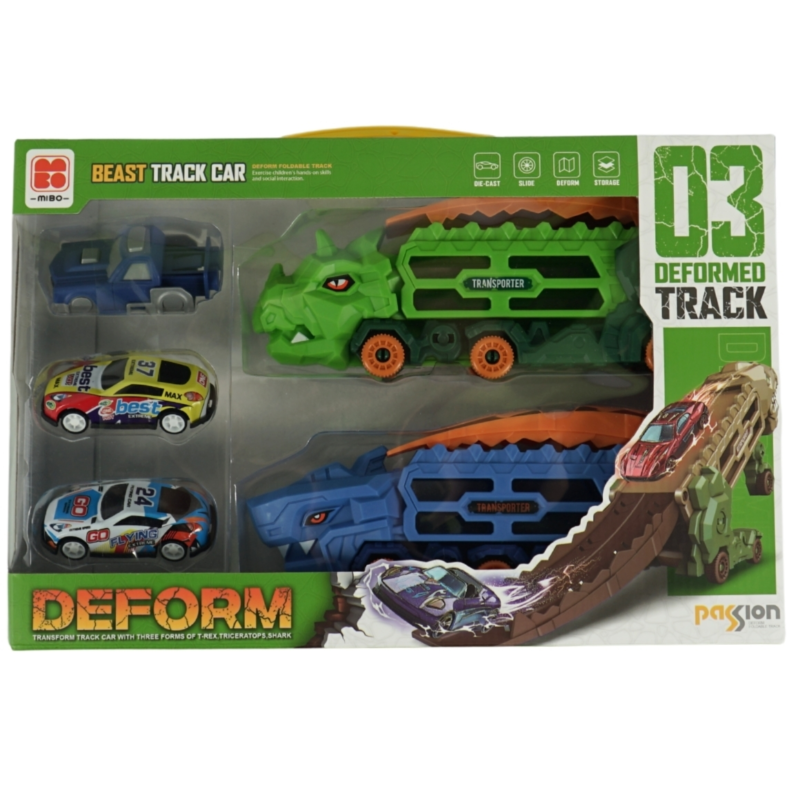 Dino transporter und transformierbares bahnauto set