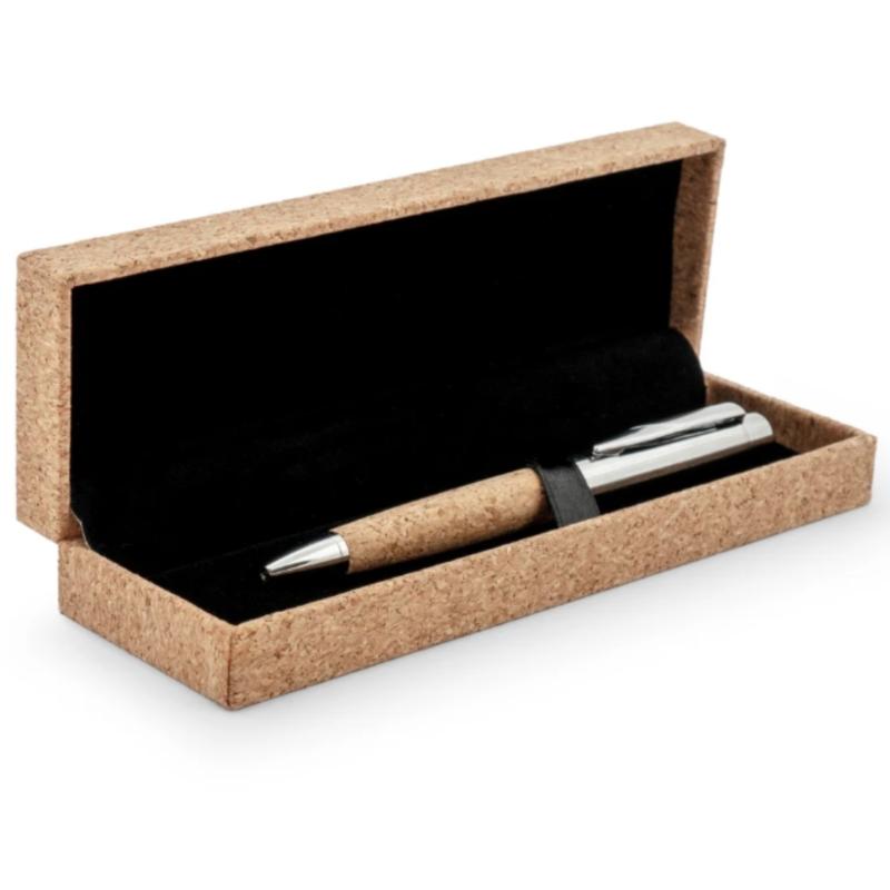 Metalen pen met kurk in geschenkverpakking Natuur