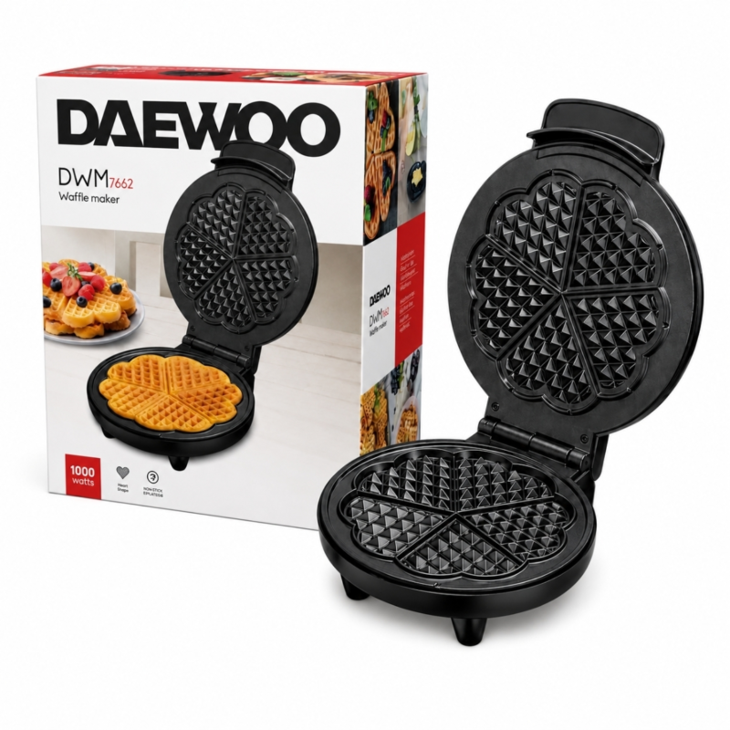 Daewoo wafelijzer hartvormig 1000 watt