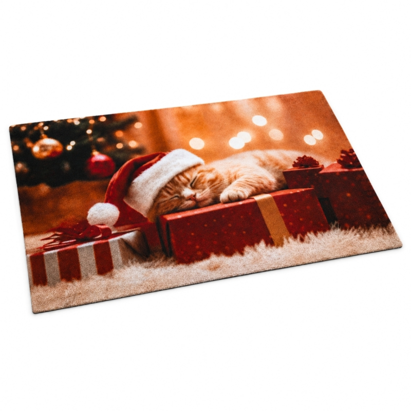 Deurmat kerst Kat 40 x 60 cm