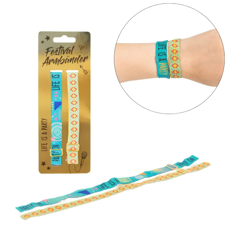 Festival armband Life is a Party set van 2