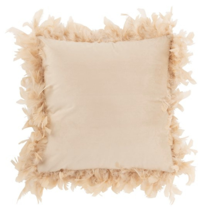 J-line kussen Pluimen beige 45 x 45 cm
