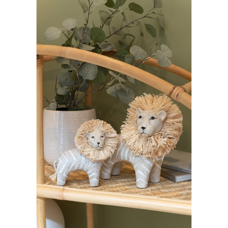 J-Line beeld Leeuw Raffia 24 cm