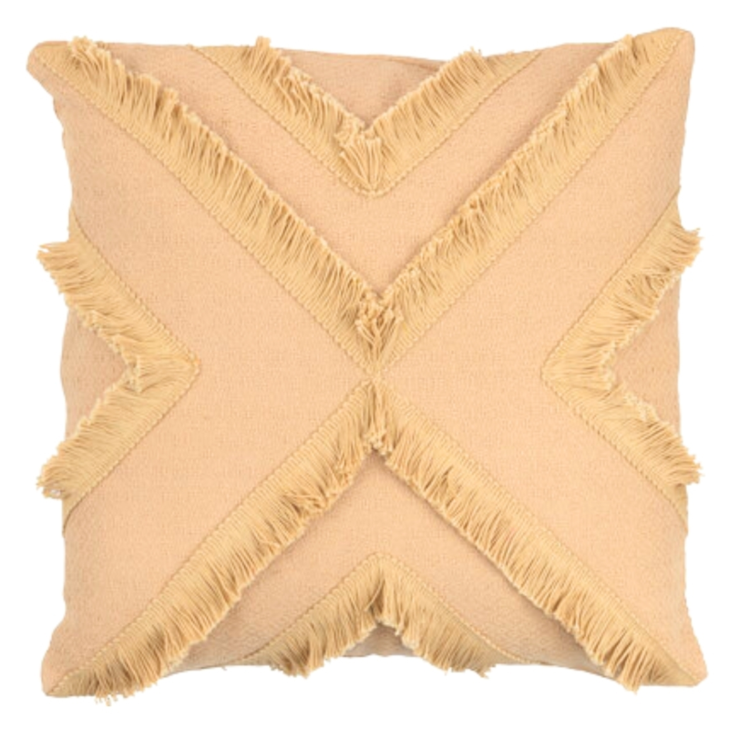 J-Line kussen Cross zandkleurig 40 x 40 cm