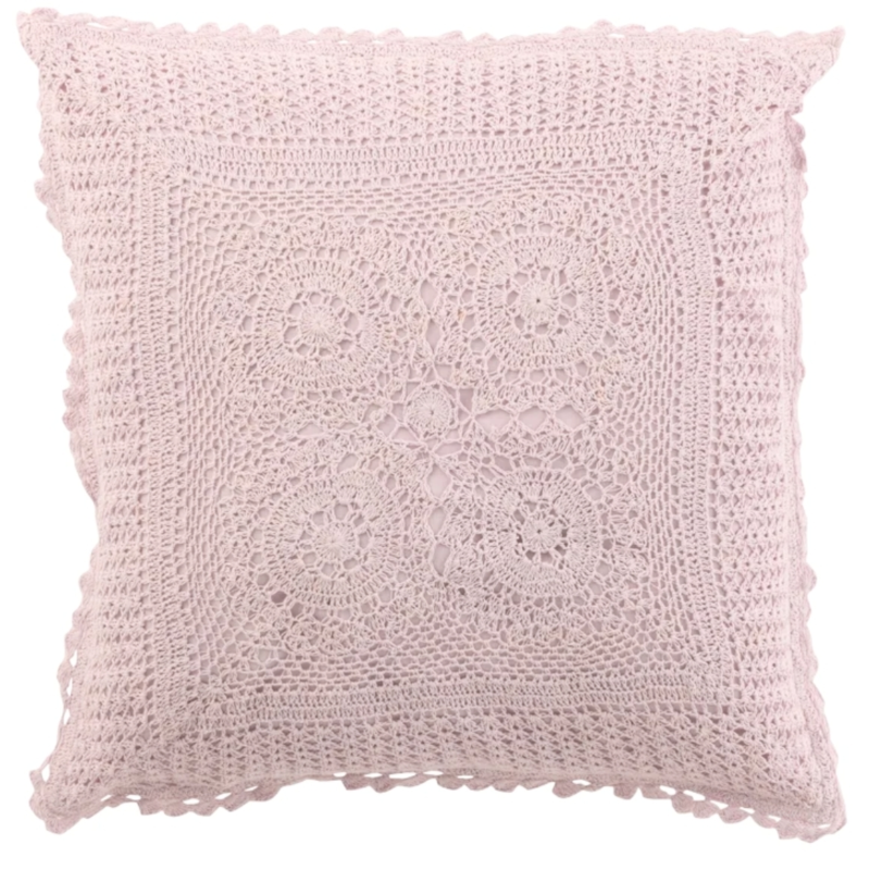J-line kussen vierkant kant roze 45 x 45 cm