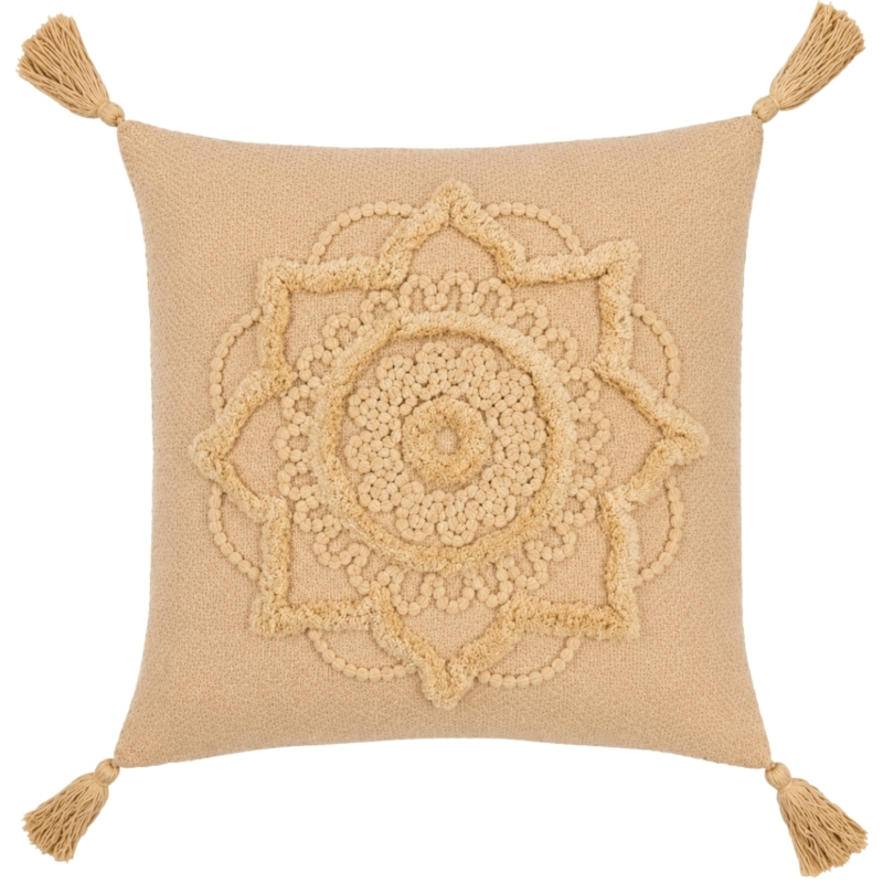 J-Line kussen Bloem beige 43 x 43 cm