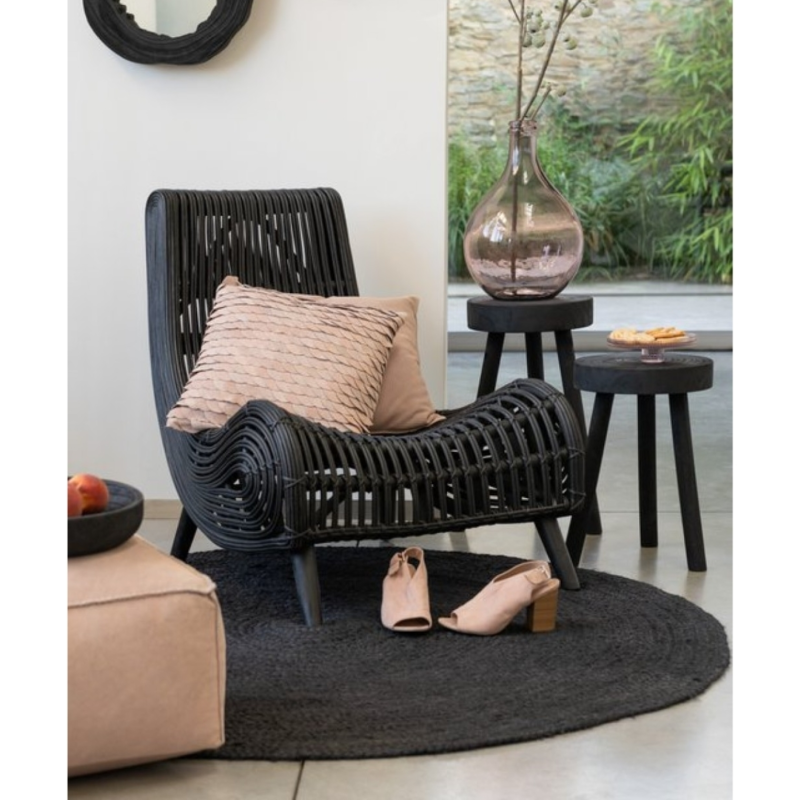 J-Line kussen Suede leer oudroze 43 x 43 cm