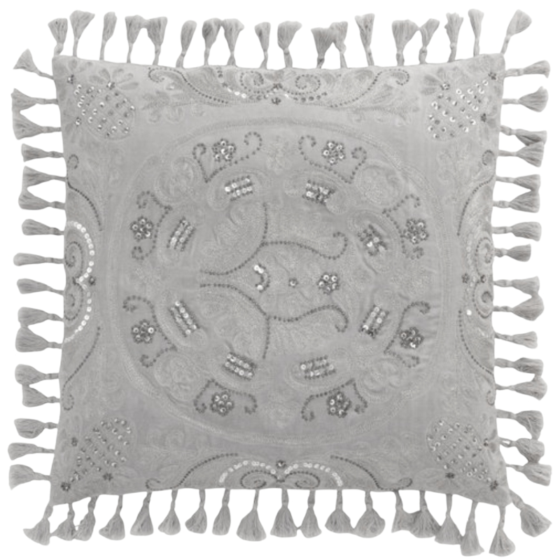 J-Line kussen Marok velvet grijs 45 x 45 cm