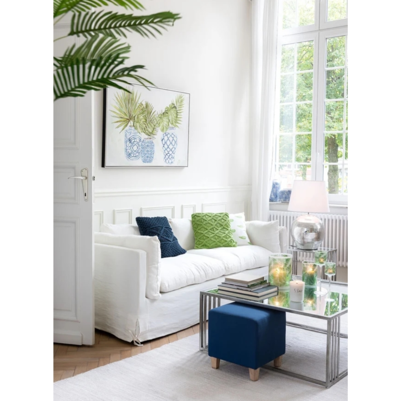 J-Line kussen Macrame blauw 45 x 45 cm