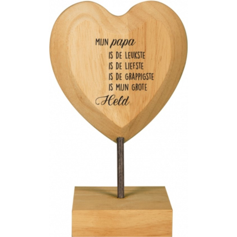 Paper Dreams houten hart met tekst Papa 18 cm
