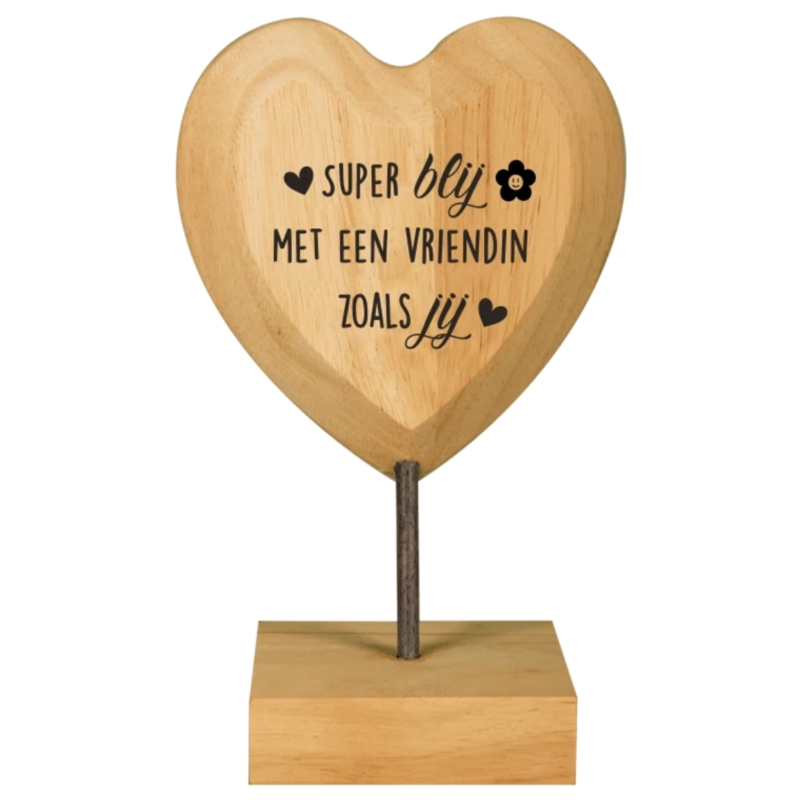 Paper Dreams houten hart met tekst Vriendin 18 cm