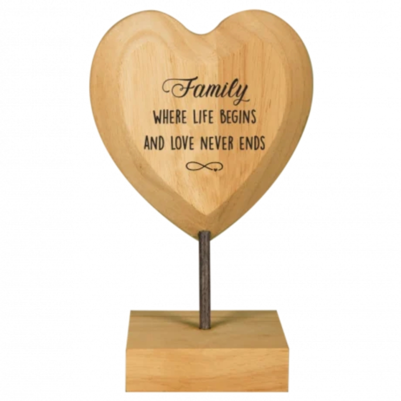Paper Dreams houten hart met tekst Family, where life begins 18 cm