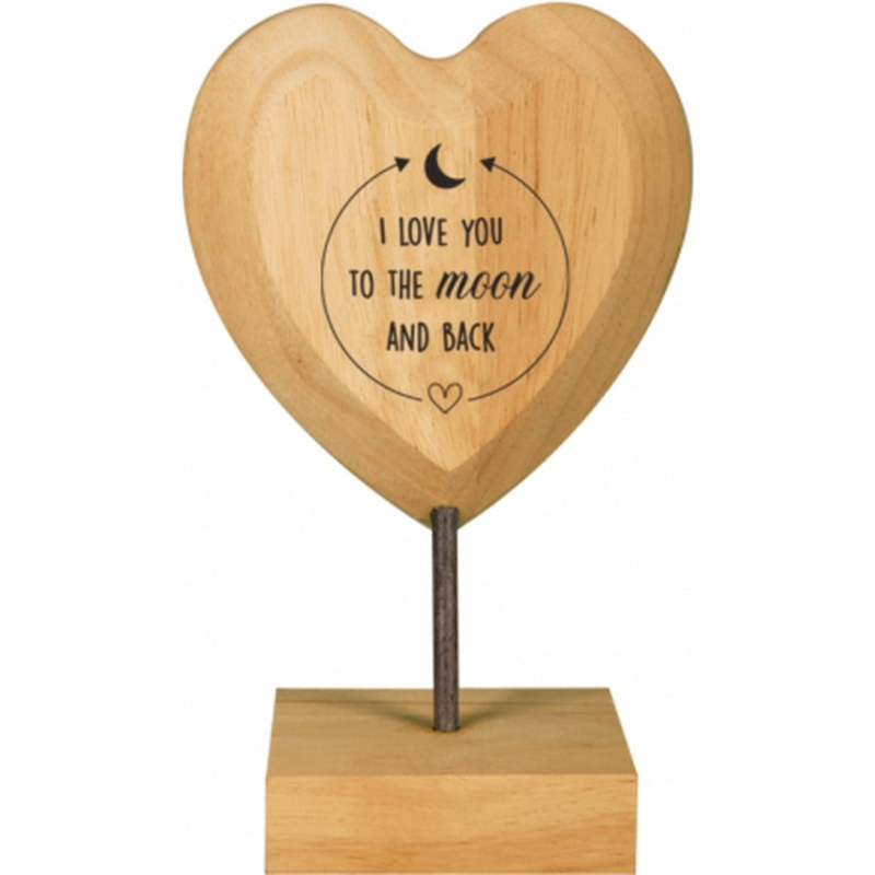 Paper Dreams houten hart met tekst I love you to the moon 18 cm