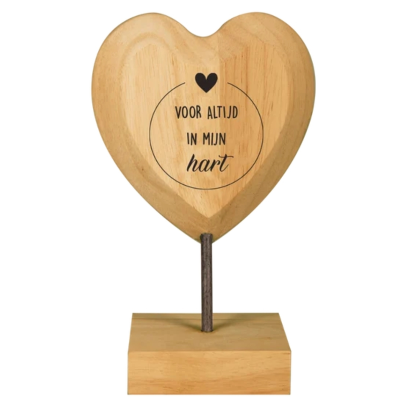 Paper Dreams houten hart met tekst Voor altijd in mijn hart 18 cm