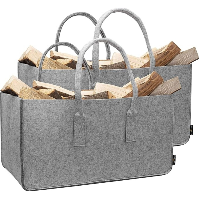 Premium mand vilt lichtgrijs 50 cm set van 2