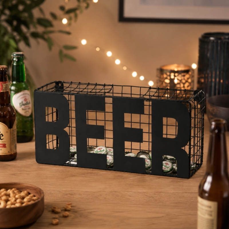 Out of the Blue dopjes verzamelbox Beer zwart 25 cm