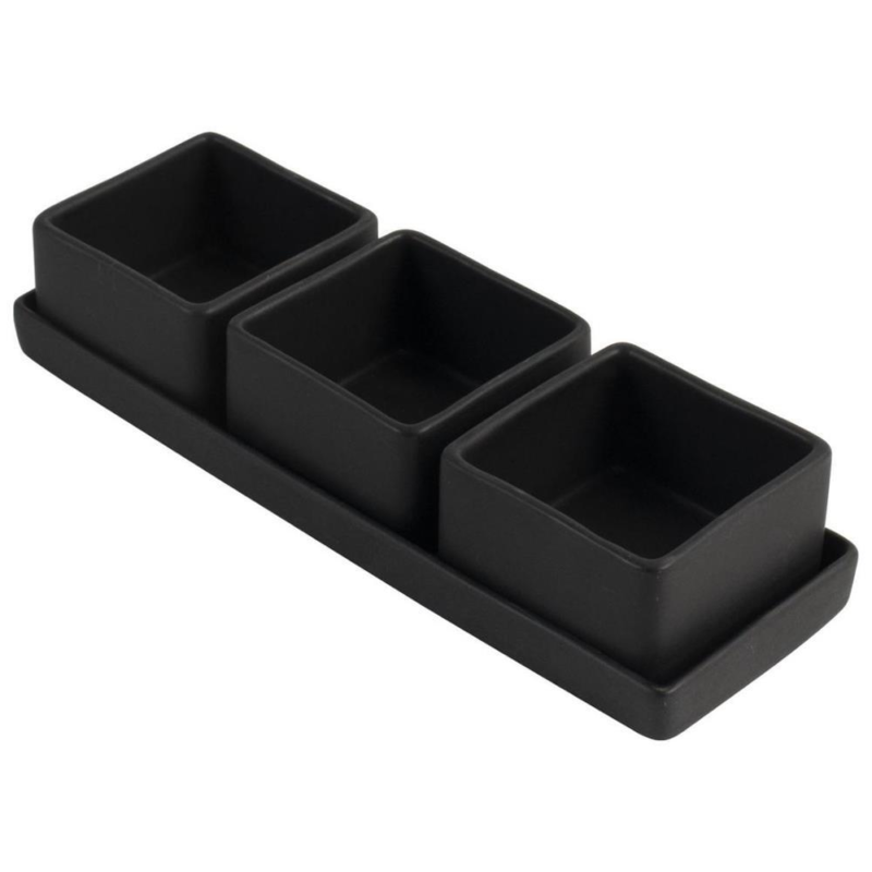 Gusta serveerplateau zwart Dip It 4 delig 23 cm