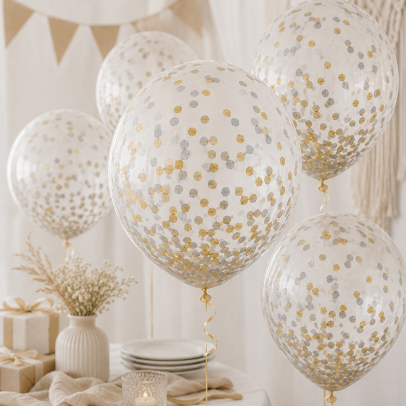 Ballonnen confetti 25 cm 4 stuks