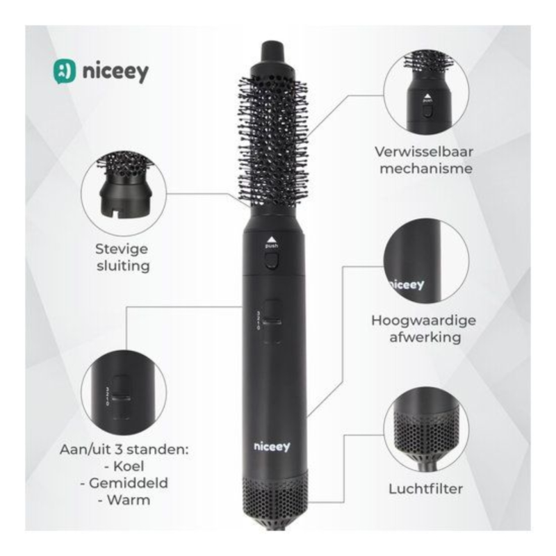 Niceey 5-in-1 haarstyler zwart