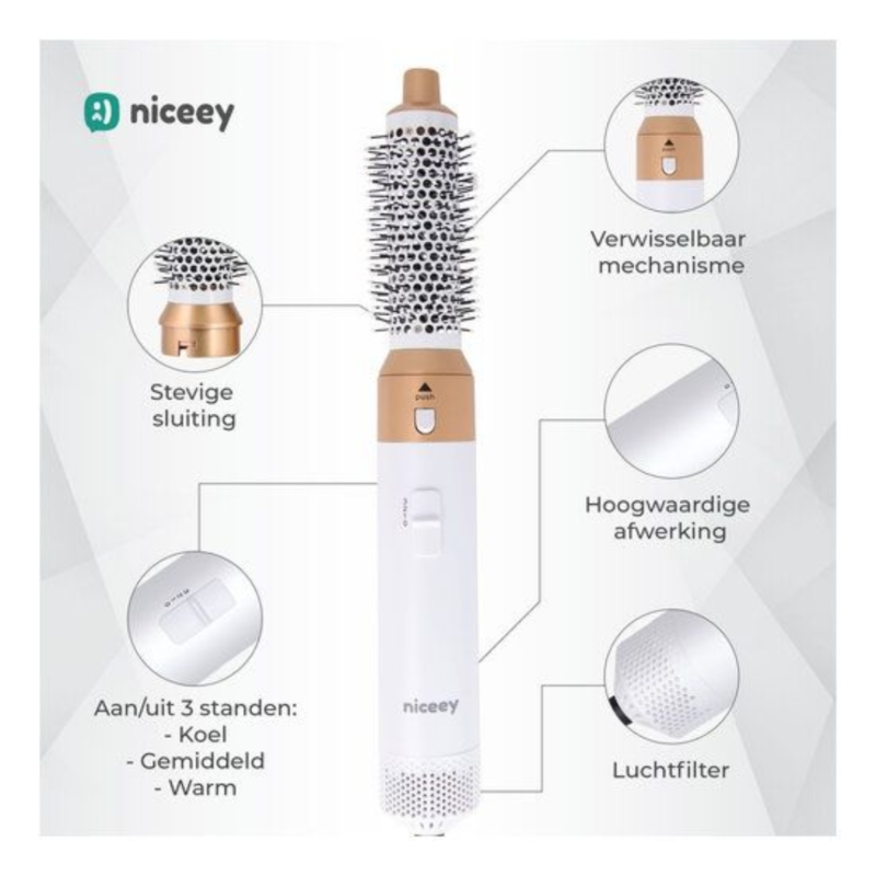 Niceey 5-in-1 haarstyler wit