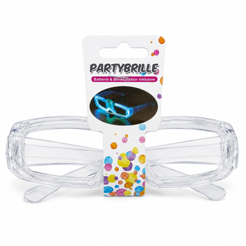 Feest bril LED op batterij transparant one size