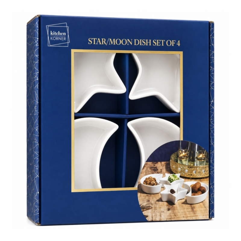 Schalen Star Moon wit 12 cm set van 4