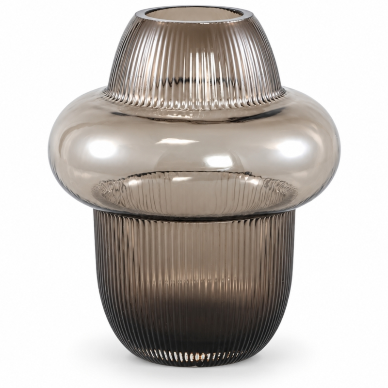 PTMD vaas Marlene rookglas bruin 25,5 cm