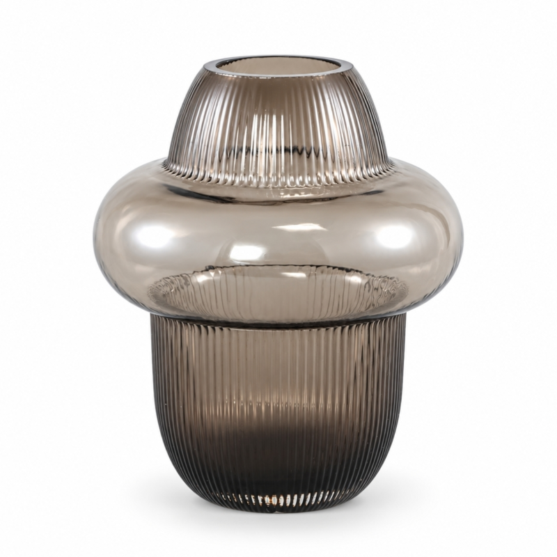PTMD vaas Marlene rookglas bruin 19,5 cm