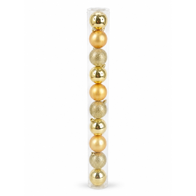 Kerstballen goudkleurig 6 cm set van 10