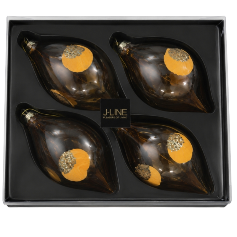 J-Line kerstballen geel 17 cm 4 stuks