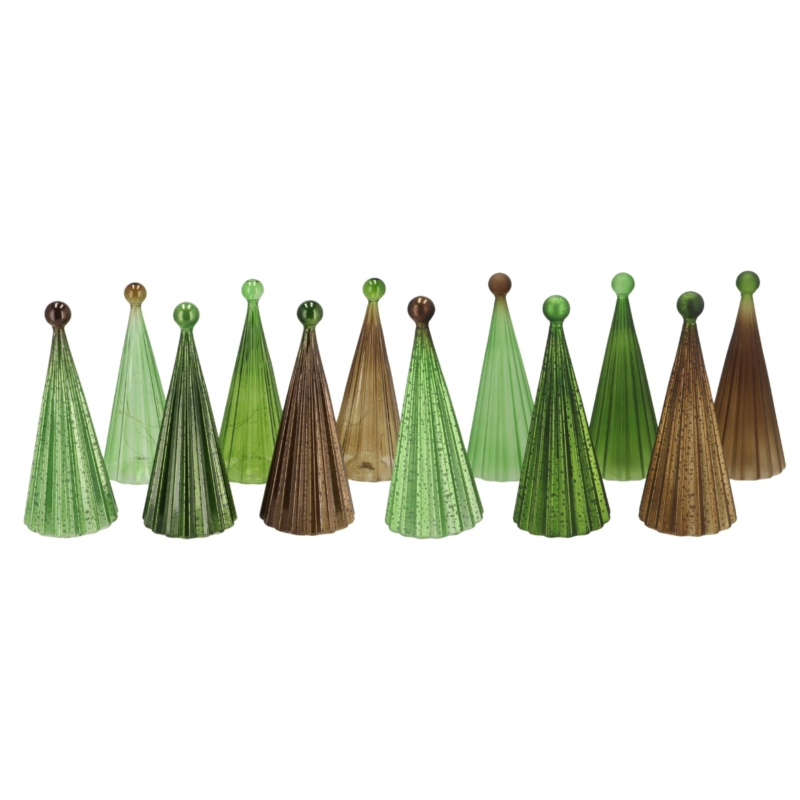 Beeld kerstboom serie Twinkle LED op batterij glas groen 22 cm 12 assorti