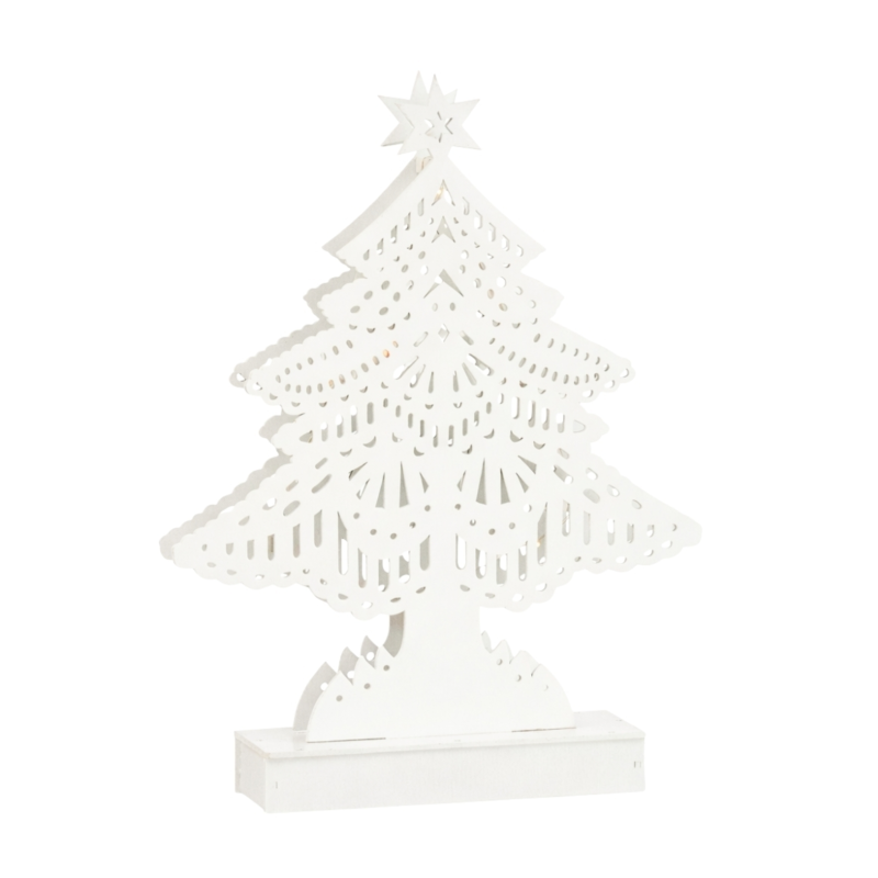 J-Line kerstboom LED op batterij wit 25 cm