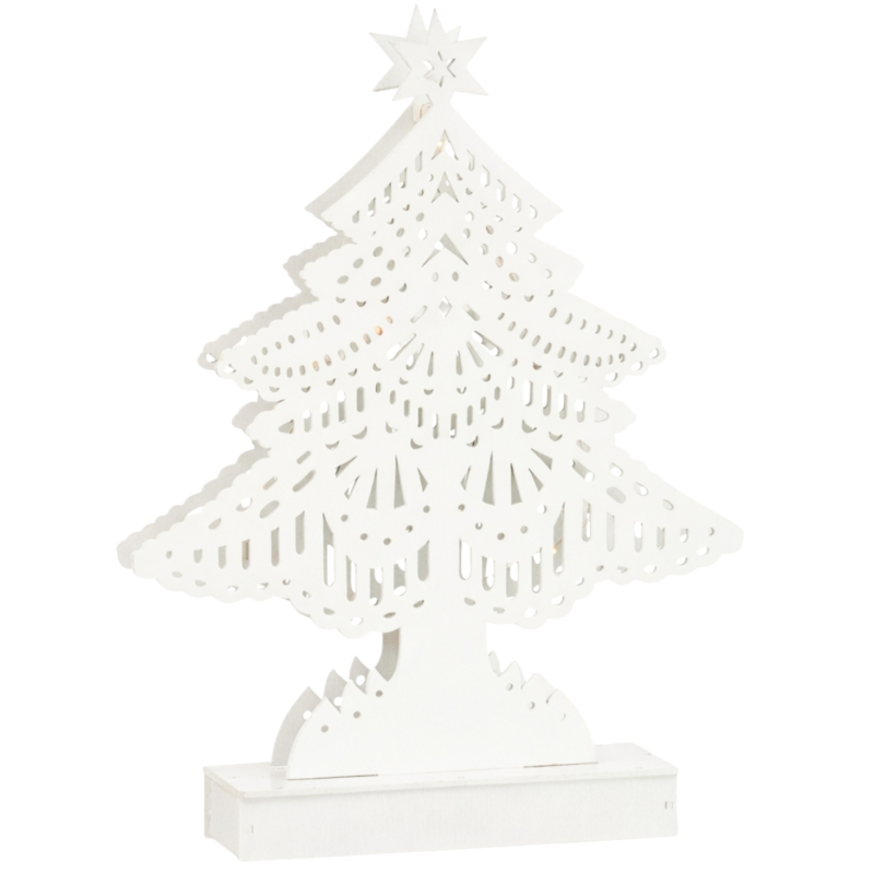 J-Line kerstboom LED op batterij wit 32,5 cm
