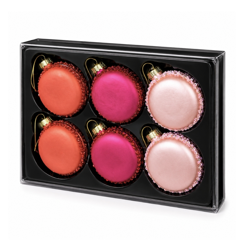 Kerstbal glas Macaron oranje 6 cm set van 6