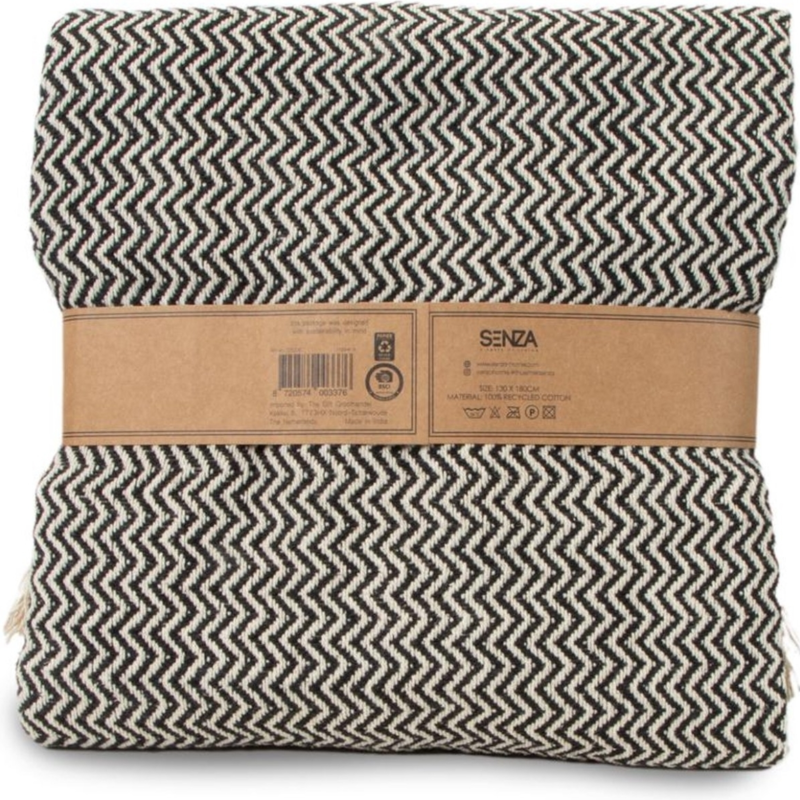 Jens Living plaid katoen zwart/wit 130 x 180 cm
