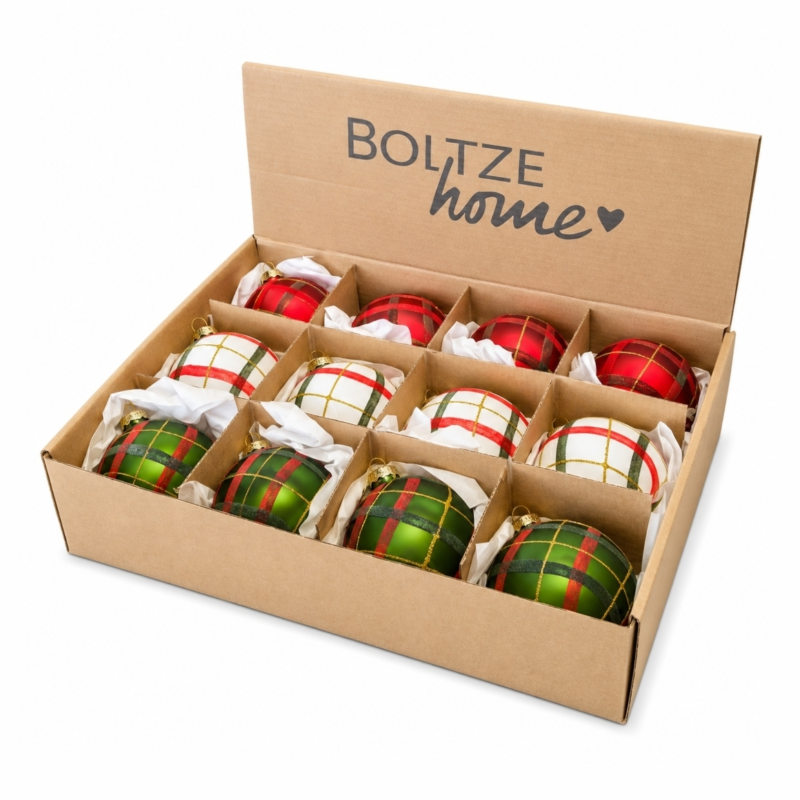 Boltze kerstbal glas Scotty 10 cm 3 assorti