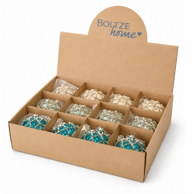 Boltze kerstbal glas Pelia 9 cm 3 assorti