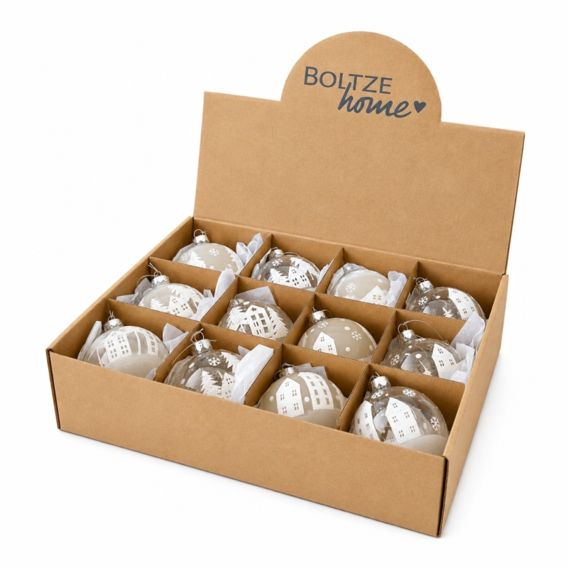 Boltze kerstbal glas Towny 8 cm 4 assorti