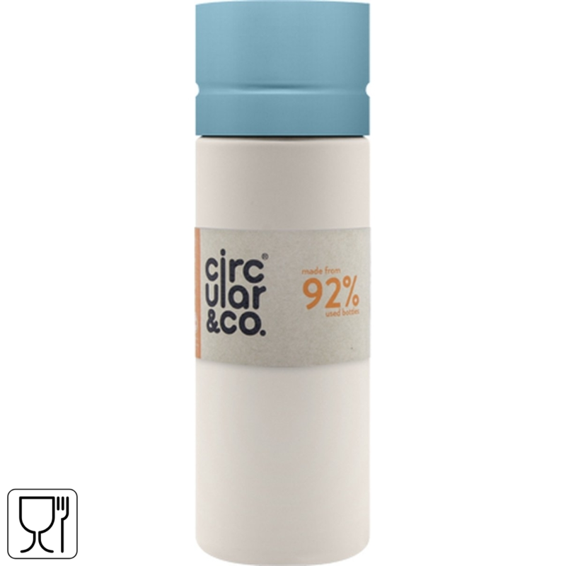 Circular & co drinkfles creme/blauw 600 ml